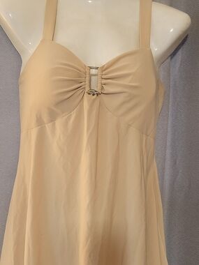 MKM Designs Cream Dress with Navy Logo Tag